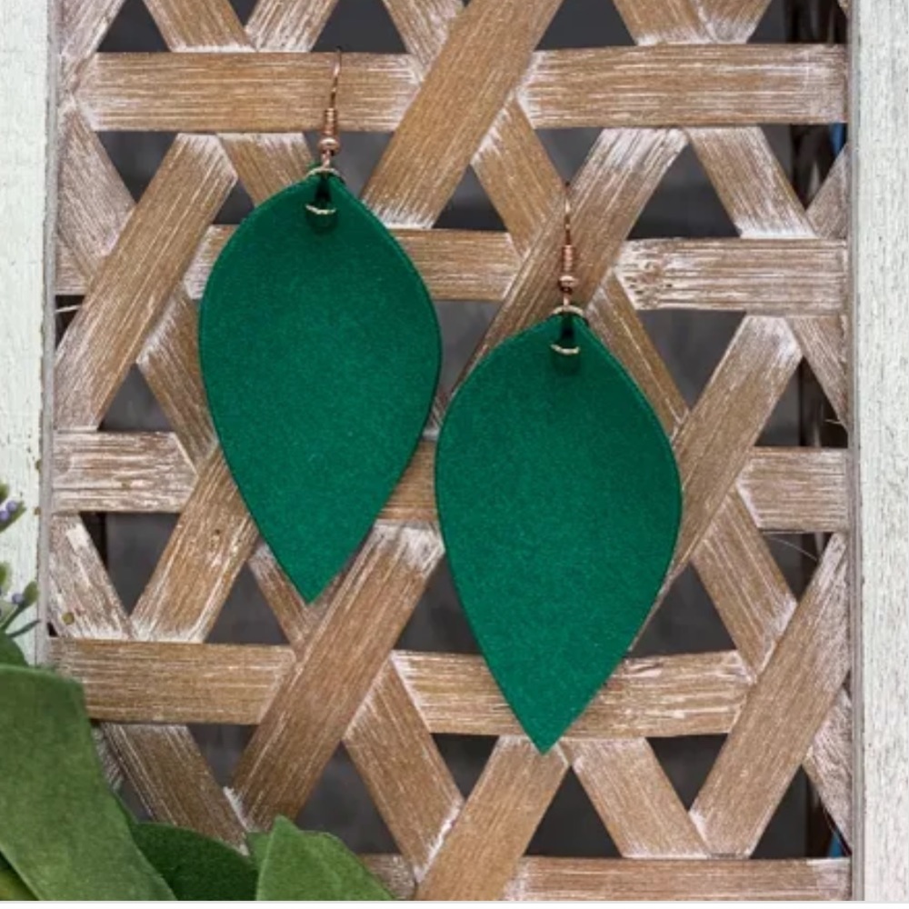 Green Faux Suede Earrings